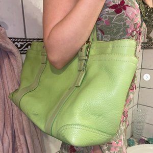 VINTAGE LIME GREEN COACH TOTE
